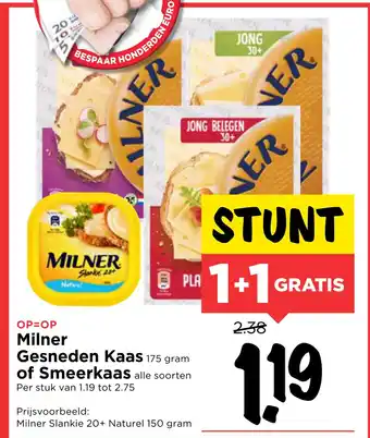 Vomar Voordeelmarkt Milner Gesneden Kaas of Smeerkaas aanbieding