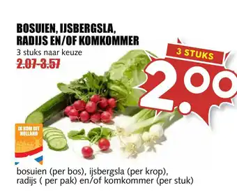 MCD Supermarkt Bosuien, Ijsbergsla, Radijs En-of Komkommer aanbieding