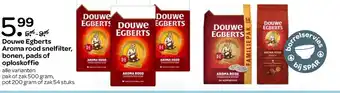 Spar Douwe Egberts aroma rood snelfilter, bonen, pads of oploskoffie aanbieding