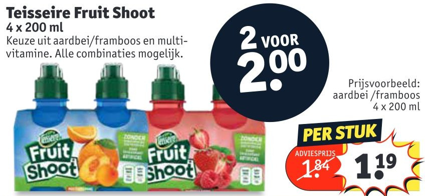 Teisseire Fruit Shoot aanbieding bij Kruidvat