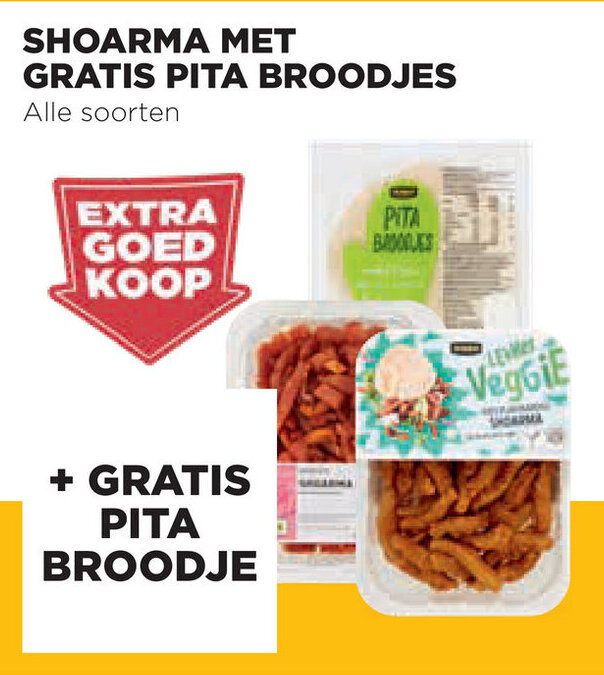 Shoarma met gratis pita broodjes aanbieding bij Jumbo