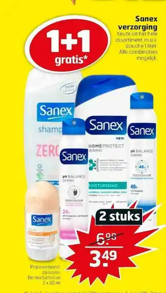 Trekpleister Sanex Verzorging deoroller dermo sensitive 50 ml aanbieding