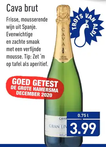 ALDI Cava brut 0,75L aanbieding