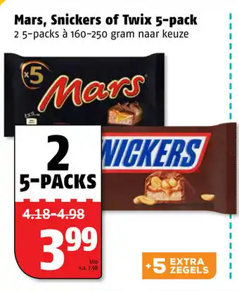 Poiesz Mars, Snikers of Twix 2*5-pack aanbieding