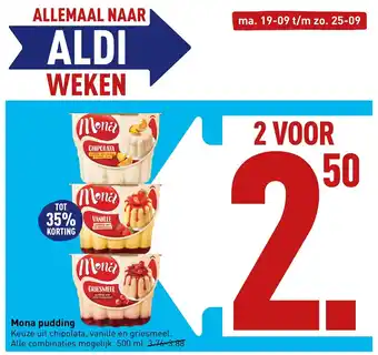 ALDI Mona pudding 500 ml 2 stuks aanbieding