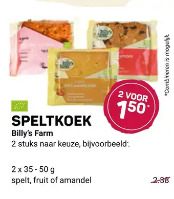 Ekoplaza Speltkoek billy's farm aanbieding