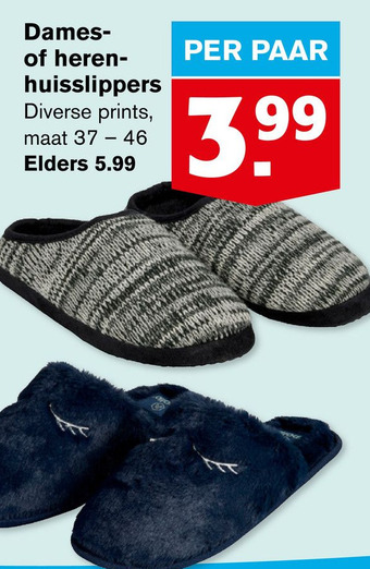Hoogvliet Dames- of heren- huisslippers aanbieding