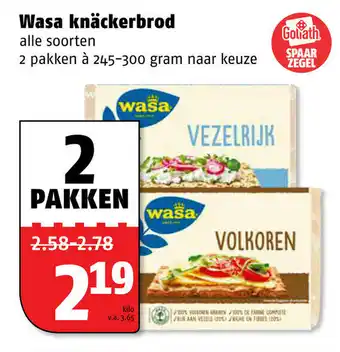 Poiesz Wasa Knaackebrood 2*245-300g aanbieding