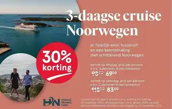 Etos 3-daagse cruise noorwegen 30% korting aanbieding