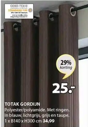 Jysk Totak gordijn 29% korting aanbieding