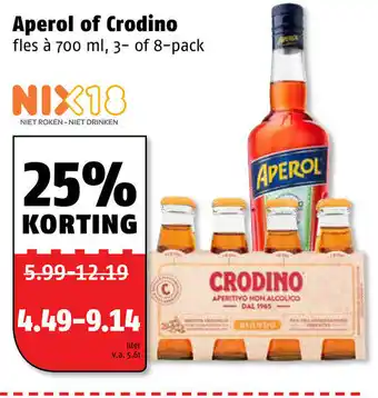 Poiesz Aperol of Crodino 700ml, 3-/8-pack aanbieding