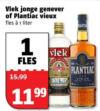 Poiesz Vlek jonge jenever of Plantiac vieux 1L aanbieding