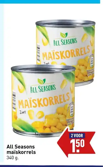 ALDI All Seasons maiskorrels 340 g aanbieding