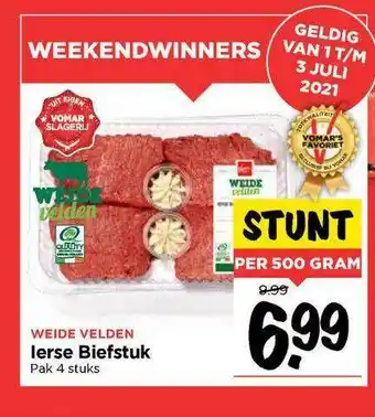 Vomar Voordeelmarkt Ierse Biefstuk 500g aanbieding