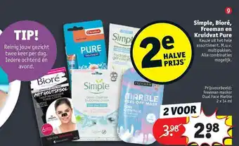 Kruidvat Simple, Bioré, Freeman En Kruidvat Pure 14ml aanbieding