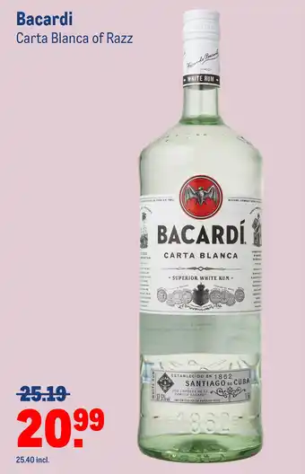 Makro Bacardi carta blanca of razz aanbieding