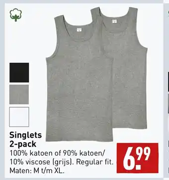 ALDI Singlets 2-pack maten: M t/m XL aanbieding