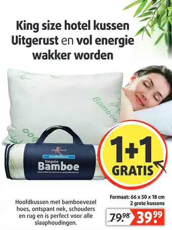 Lucovitaal Lucovitaal king size bamboe kussen 1+1 gratis aanbieding