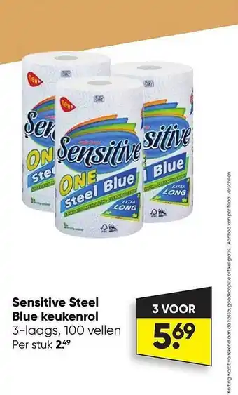 Big Bazar Sensitive steel blue keukenrol aanbieding