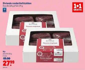 Makro Diviande runderbiefstukken 1+1 gratis aanbieding