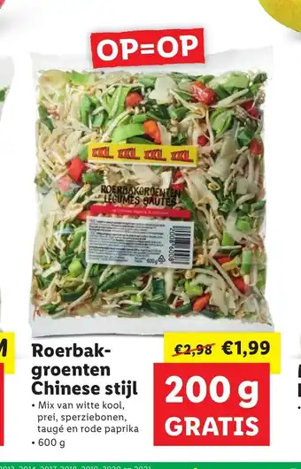 Lidl Roerbakgroenten Chinese stijl 600 gram aanbieding