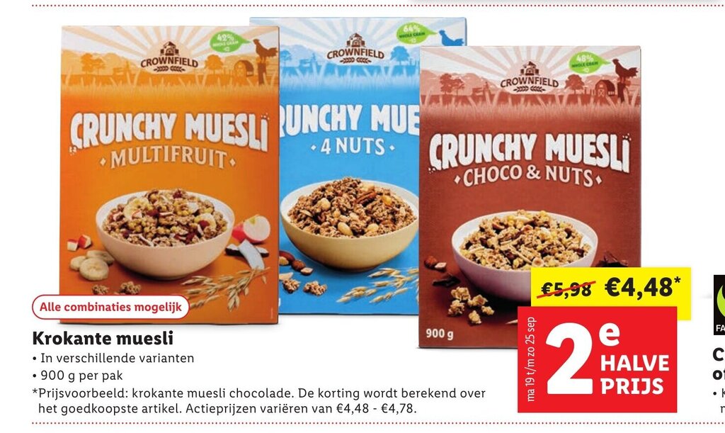 Krokante muesli 900 g aanbieding bij Lidl