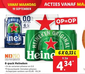 Lidl Heineken 6 x 0,33 l aanbieding