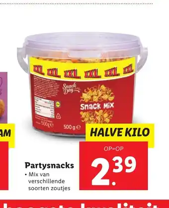 Lidl Partysnacks halve kilo aanbieding