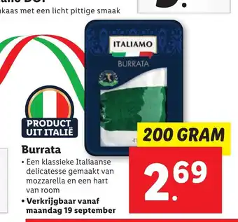 Lidl Burrata 200 gram aanbieding