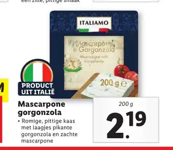 Lidl Mascarpone gorgonzola 200 g aanbieding