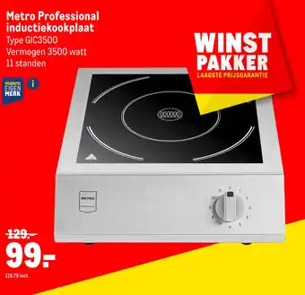 Makro Metro professional inductiekookplaat type gic3500 vermogen 3500 watt 11 standen aanbieding