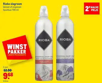 Makro Rioba slagroom gezoet of ongezoet spuitbus 700 ml aanbieding