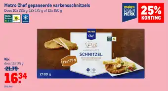 Makro Metro chef gepaneerde varkensschnitzels doos 10x 225 g, 12x 175 g of 12x 150 g aanbieding