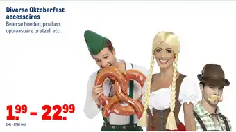 Makro Diverse oktoberfest accessoires beierse hoeden, pruiken, opblaasbare pretzel, etc. aanbieding