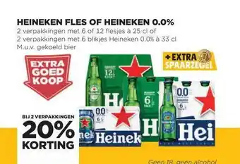 Jumbo Heineken fles of heineken 0.0% 20% korting aanbieding