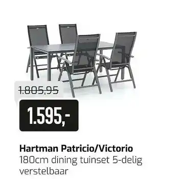 Kees Smit Hartman patricio-victorio 180cm dining tuinset 5-delig verstelbaar aanbieding