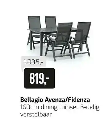 Kees Smit Bellagio avenza-fidenza 160cm dining tuinset 5-delig verstelbaar aanbieding
