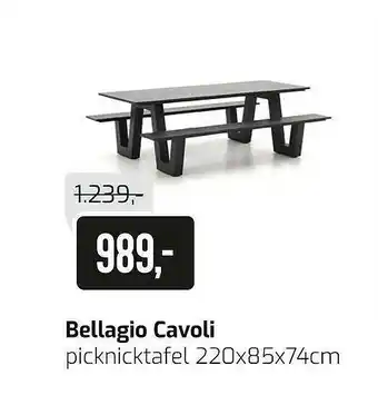 Kees Smit Bellagio cavoli picknictafel 220x85x74cm aanbieding