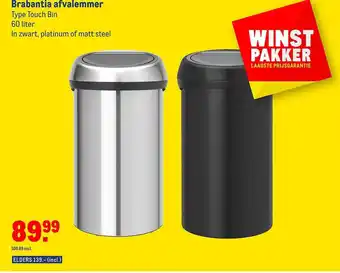 Makro Brabantia afvalemmer touch bin aanbieding