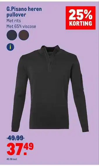 Makro G.pisano heren pullover 25% korting aanbieding