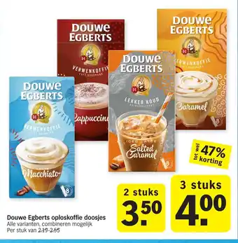 Albert Heijn Douwe Egberts Oploskoffie doosjes 2st aanbieding