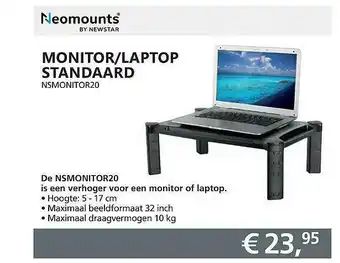 Informatique Neomounts monitor-laptop standaard nsmonitor20 aanbieding