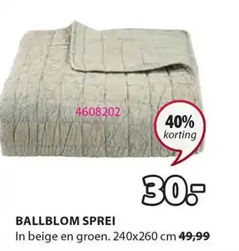 Jysk Ballblom sprei 240x260 cm aanbieding