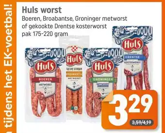 Dagwinkel Huls worst boeren, broabantse, groninger metworst of gekookte drentse kosterworst aanbieding