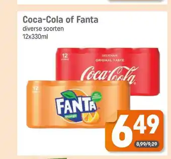 Dagwinkel Coca-cola of fanta 12x330 ml aanbieding