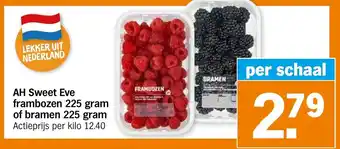 Albert Heijn AH Sweet Eve frambozen of bramen 225g aanbieding