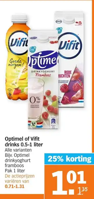 Albert Heijn Optimel of Vifit drinks 500ml-1L aanbieding