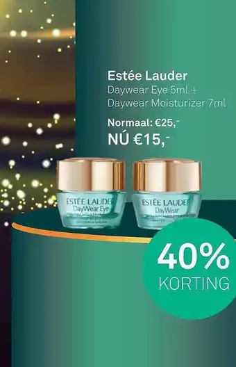 Mooi parfumerie Estée lauder daywear eye 5ml + daywear moisturizer 7ml 40% korting aanbieding