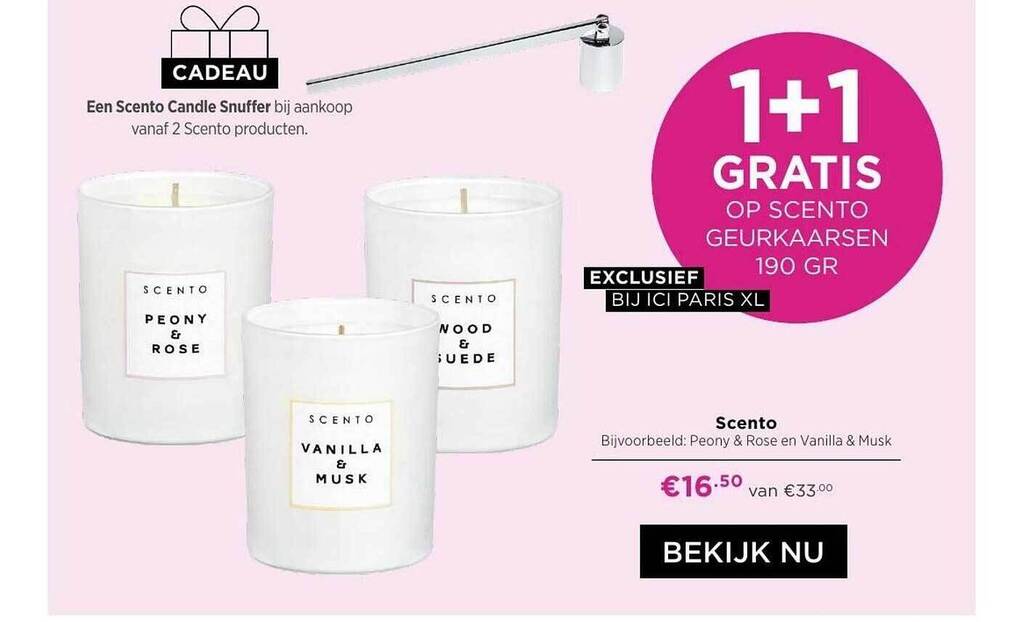 ICI Paris XL Scento peony & rose en vanilla & musk 1+1 gratis aanbieding