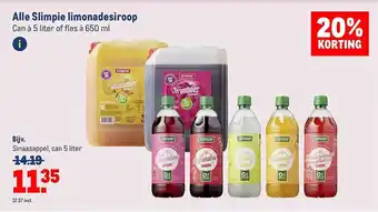 Makro Allle slimpie limonadesiroop 20% korting aanbieding